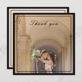 Foto van Classy & Elegant Black & Cream Ivory Wedd Bedankkaart (Voorkant / Achterkant)