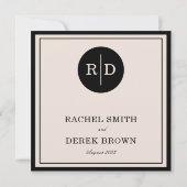 Foto van Classy & Elegant Black & Cream Ivory Wedd Bedankkaart (Achterkant)