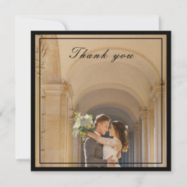 Foto van Classy & Elegant Black & Cream Ivory Wedd Bedankkaart