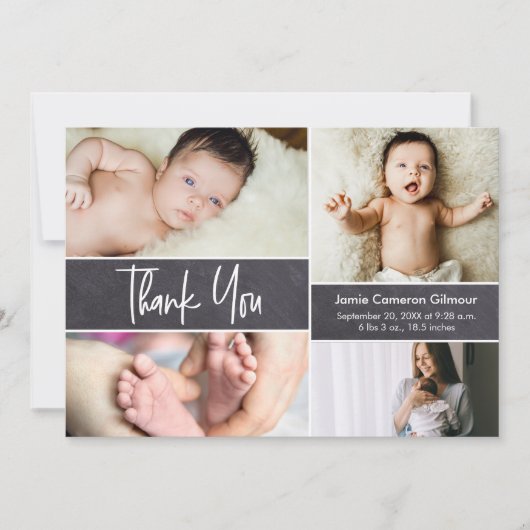 Foto van Collage Birth Announcement Baby shower Bedankkaart (Voorkant)