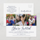 Foto van Collage Navy Je bent uitgenodigd voor een Uitnodiging Briefkaart (Voorkant / Achterkant)