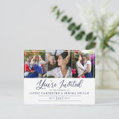 Foto van Collage Navy Je bent uitgenodigd voor een Uitnodiging Briefkaart (Staand voorkant)