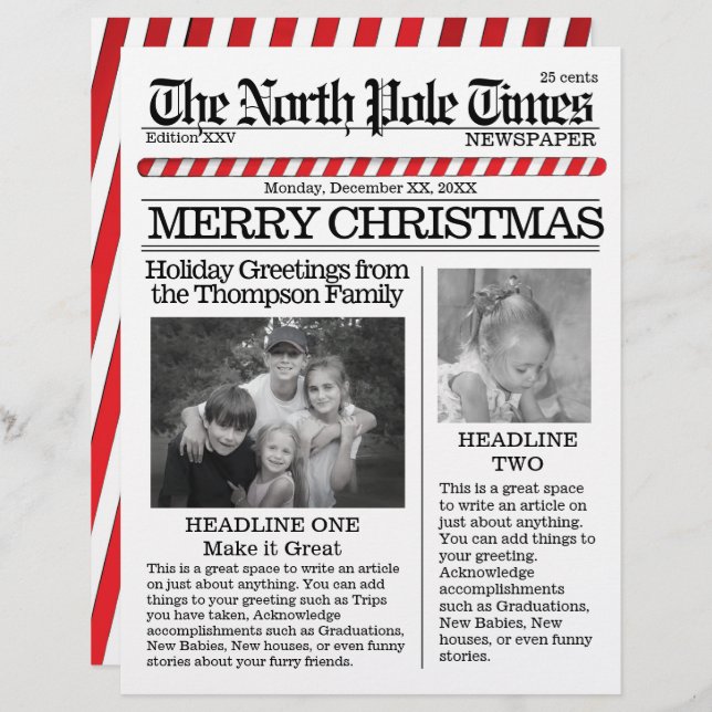 Foto van Collage North Pole Santa Kerstmis Briefhoofd (Voorkant / Achterkant)