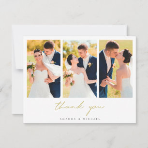 Foto van Collage Simple Elegant Modern Gold Weddin Bedankkaart