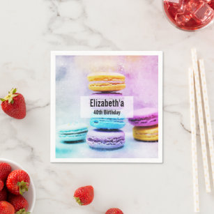 Foto van Colorful Delicious Macarons Birthday Servet
