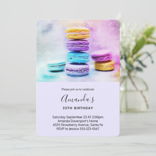 Foto van Colorful Macarons Birthday Kaart (Staand voorkant)