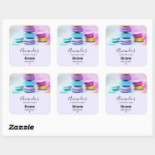 Foto van Colorful Macarons Candle Vierkante Sticker (Vel)