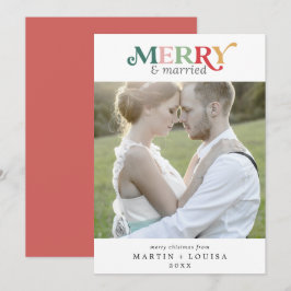 Foto van Colorful Merry en gehuwde Pas getrouwd Feestdagenkaart