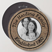 Foto van Cool Faux Burlap Gepersonaliseerd Ronde Button 6,0 Cm (Voorkant /achterkant)