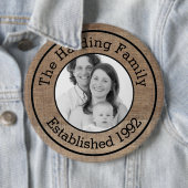 Foto van Cool Faux Burlap Gepersonaliseerd Ronde Button 6,0 Cm (In situ)