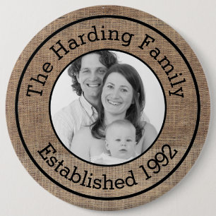 Foto van Cool Faux Burlap Gepersonaliseerd Ronde Button 6,0 Cm