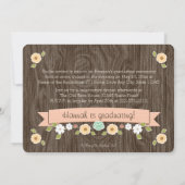 Foto van Coral Rustic Floral Afstuderen Kaart (Achterkant)