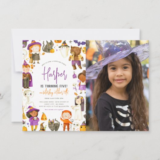 Foto van Costume Party Girl Halloween Birthday Kaart (Voorkant)