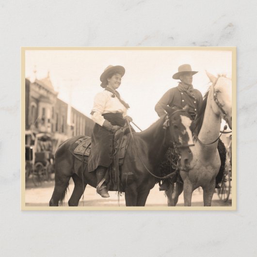  foto van cowgirl en cowboy 1908 briefkaart (Voorkant)