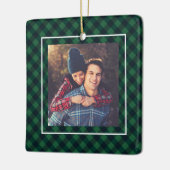 Foto van Cozy Trendy Green Buffalo Plays Keramisch Ornament (Links)