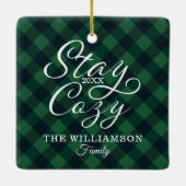 Foto van Cozy Trendy Green Buffalo Plays Keramisch Ornament (Achterkant)