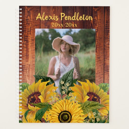 Foto van creëer Your Ewn Rustic Wood Sunflower Planner (Voorkant)