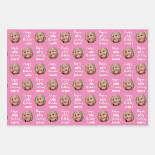 Foto van creëer Your Own Happy Birthday Inpakpapier Vel (Voorkant 3)