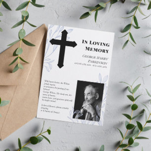 Foto van Cross & Blue Greenery in Loving Memory Aankondiging