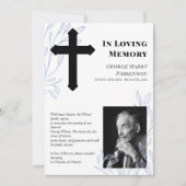Foto van Cross & Blue Greenery in Loving Memory Aankondiging (Voorkant)