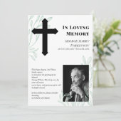 Foto van Cross & Greenery in Loving Memory Aankondiging (Staand voorkant)