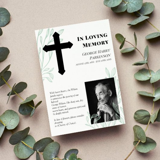 Foto van Cross & Greenery in Loving Memory Aankondiging