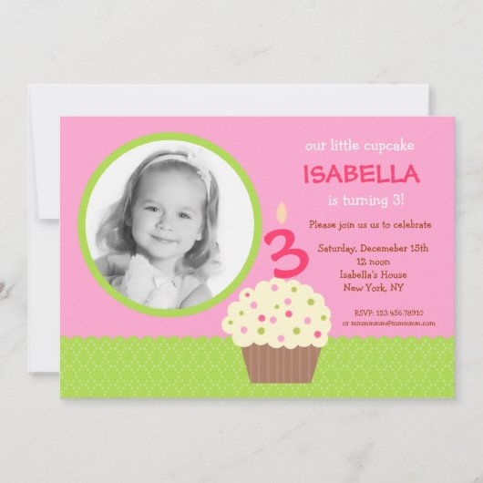 Foto van Cupcake Birthday Party Kaart (Voorkant)