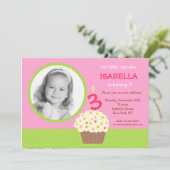 Foto van Cupcake Birthday Party Kaart (Staand voorkant)