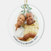 Foto van Custom Couple botanische mistletoe Keramisch Ornament (Links)