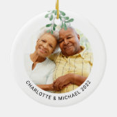 Foto van Custom Couple botanische mistletoe Keramisch Ornament (Achterkant)
