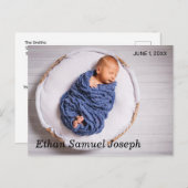 Foto van Cute and Chic Elegant Birth Announding Briefkaart (Voorkant / Achterkant)