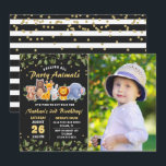 Foto van Cute Animal Friends Zoo Party Birthday Kaart<br><div class="desc">Kute Animal Friends Zoo Party Birthday Photo Invitation</div>