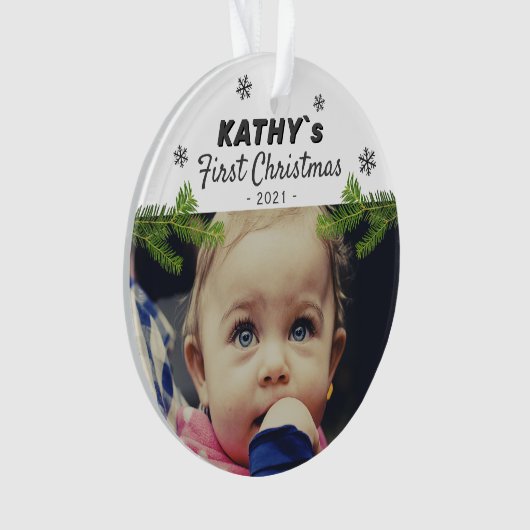 Foto van Cute Baby's first-kerstsnowflake Pine Ornament (voorkant)