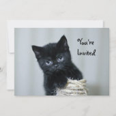 Foto van Cute Black Kitten Twine Birthday Kaart (Voorkant)
