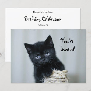 Foto van Cute Black Kitten Twine Birthday Kaart