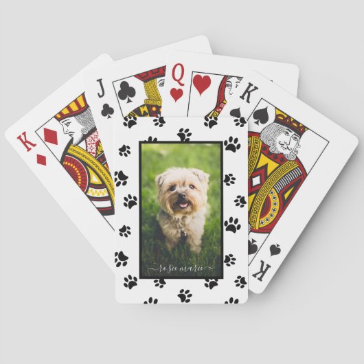 Foto van Cute Black Paw Prints Pokerkaarten (Achterkant)