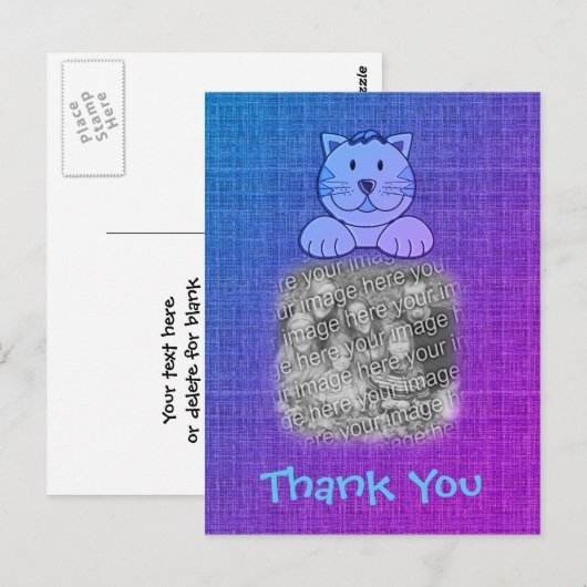 Foto van Cute Blue Cat Hartelijk dank Briefkaart (Voorkant / Achterkant)