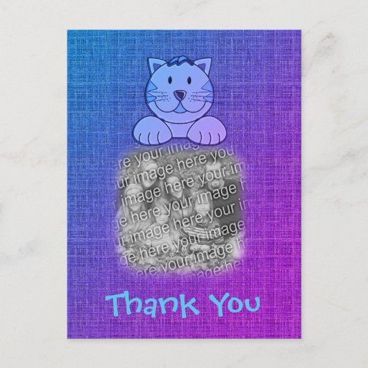 Foto van Cute Blue Cat Hartelijk dank Briefkaart (Voorkant)