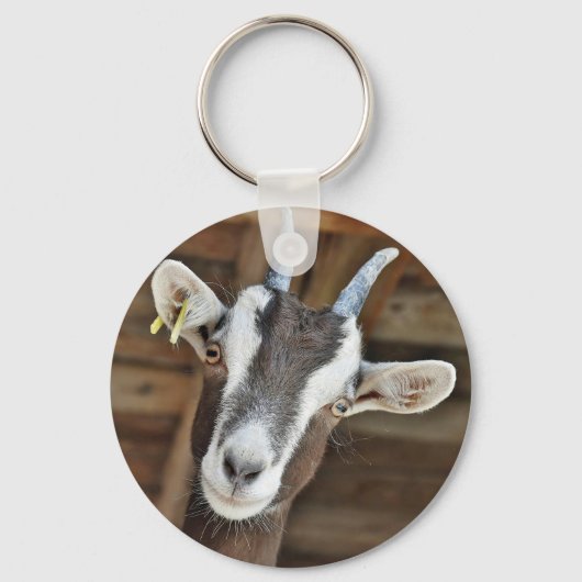 Foto van Cute Brown en White Goat Sleutelhanger (Voorkant)