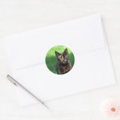 Foto van Cute Brown Tortoiseshel Cat Ronde Sticker (Envelop)