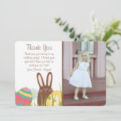 Foto van Cute Bunny and Easter Eggs Birthday Bedankkaart (Staand voorkant)