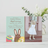 Foto van Cute Bunny and Easter Eggs Birthday Kaart (Staand voorkant)