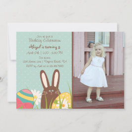 Foto van Cute Bunny and Easter Eggs Birthday Kaart