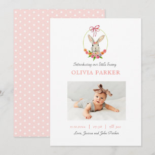 Foto van Cute Bunny Rabbit Baby, geboorteaankondig Aankondiging