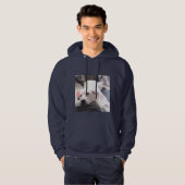 Foto van Cute Couch Potato Dog met papa Navy Blue Hoodie (Voorkant volledig)