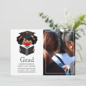 Foto van Cute Covid African American Girl Afstuder Aankondiging (Staand voorkant)