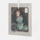Foto van Cute Delivery Parcel Baby Geboortedatum Glas Ornament (Voorkant links)