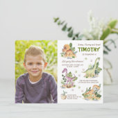 Foto van Cute Dinosaur Boys Birthday Kaart (Staand voorkant)
