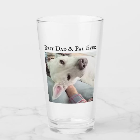Foto van Cute Dog Beste pap, ooit blauw Denim Glas (Voorkant)