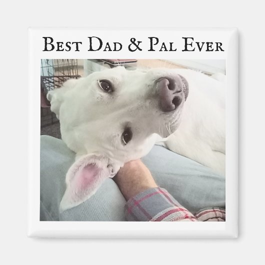 Foto van Cute Dog Beste pap, ooit blauw Denim Magneet (Voorkant)